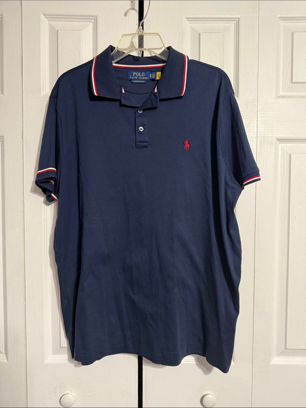 Polo Ralph Lauren Navy Polo & Red Pony & Stripe Trim polo shirt size XL